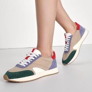 Matisse Farrah Multi Color Tan White Green Blue Red Block Sneaker Women's 8.5 M